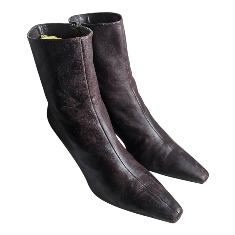 Michelle D Women's Size 9M Shoes Brown Leather Zip Up Comfort Career Ankle Boots